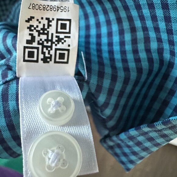 Bonobos Blue Check Slim Fit Medium Long Men's Shirt - Picture 4 of 11